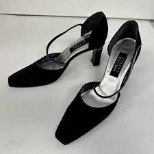 Stuart Weitzman Black Classic Pump Strappy w/ Crystal US 8.5