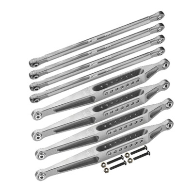 NEW GPM Racing Aluminum 7075-T6 Upper & Lower Link Bar Set Silver for 1/8 LMT