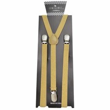 NEW Champagne Gold Glitter Punk Skinny SUSPENDERS SUPER NARROW 1/2 " Wide