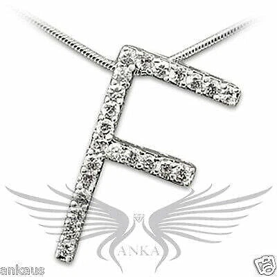 CHANEL Ciondolo iniziale rodio zirconi AAA grado brillante lettera (F) 21606