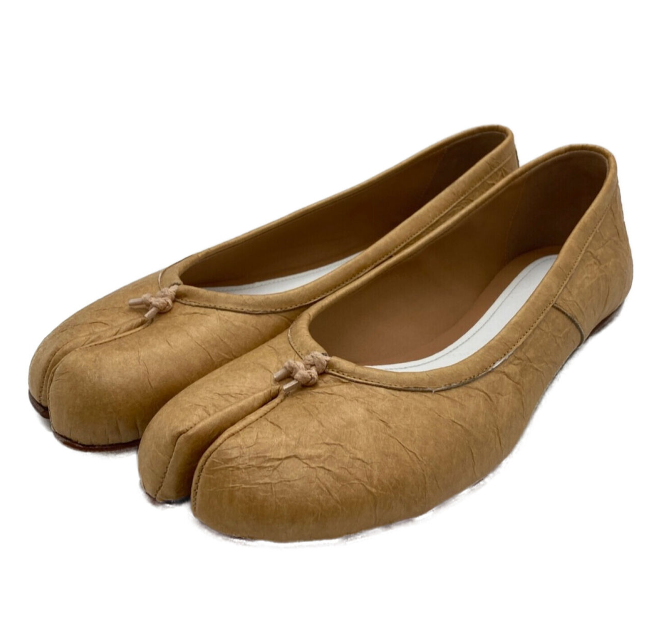 Maison Margiela 22 Tabi ballet flat shoes in beige size 37.5 women's  pre-owned