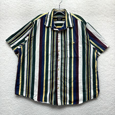 Vintage Button Shirt XLT XL Tall Colorful Vertical Stripe Short Sleeve Grandpa