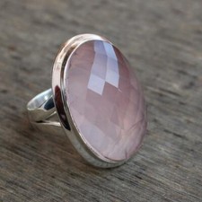 Natural Rose Quartz Ring,925 Sterling Silver Ring,Handmade Ring,Gift For Her