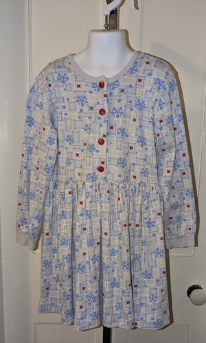 Robe Fille Hanna Andersson - Rayures Aqua Et Gris - Taille 130 (8 Ans) - Coton - Occasion Très Bon état