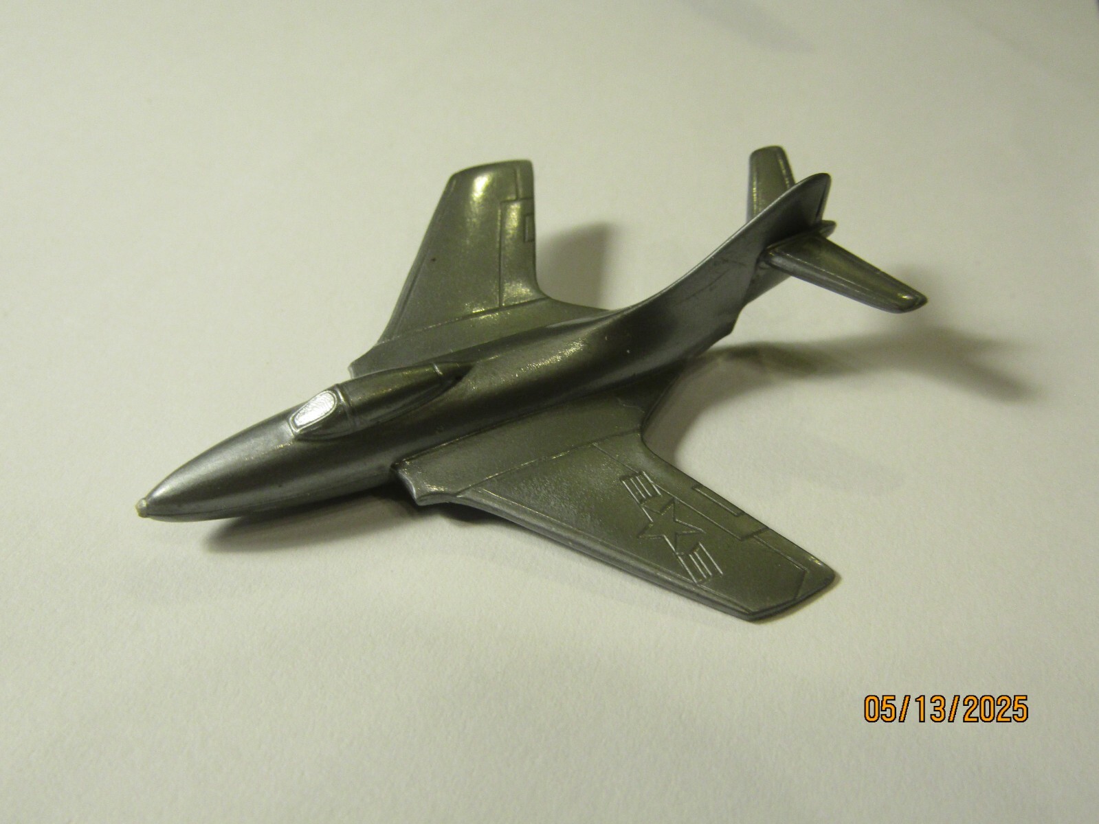 Vintage F9F-6 Hard Plastic Cereal Promo Airplane Bottom Hole Version 1950s