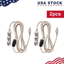 2pcs 12FT 16/3 Indoor/Outdoor Extension Cord 3 Prong Grounded 3 Outlet