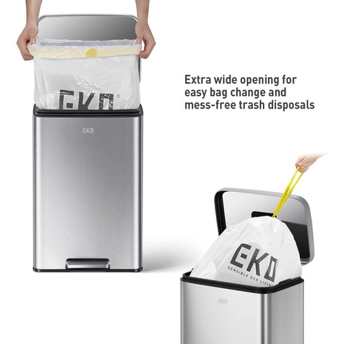 Brushed Stainless 50 Liter/13.2 Gallon Step Trash Can with Inner Liner - Fingerp - Picture 4 of 6
