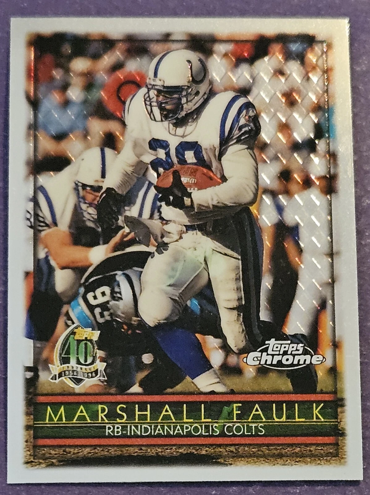 1996 Topps Chrome #42 Marshall Faulk Football card! Indianapolis Colts! HOF!