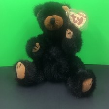 NWT RARE RETIRED TY BEANIE BABY TY ATTIC TREASURES~IVAN THE BLACK TEDDY BEAR 8"