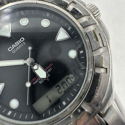 CASIO デジタル時計 Casio MTD-1036 Quartz Analog Digital Watch, Black Dial, Bad Screen