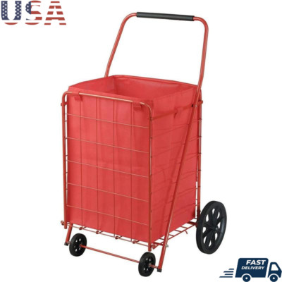 Folding Shopping Cart 110 Lbs Capacity Resists Scratches Chipping Fading Durable