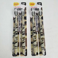 Plackers Camo Kids Tooth Brushes Set of 2 Value Pack Total of 4 Ages 5-8 New