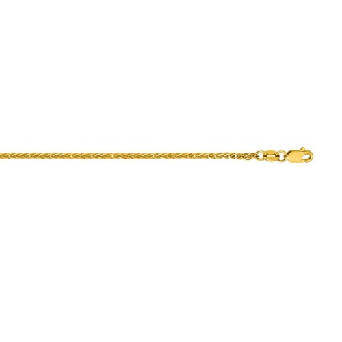 1.8mm Square Wheat Chain Necklace Real 14K Yellow Gold - Picture 2 of 4