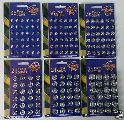 SEWING BOX Silver Metal Press Studs Snap Fasteners small large Sewing Clothing titch twitch