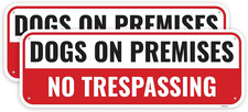 2PC Dogs on Premises No Trespassing Sign, 10 X 3.5 Inches - Aluminum - Beware