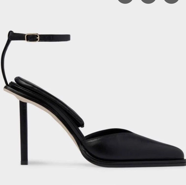 Tamara Mellon Black Leather Pointed Toe Stiletto with Ankle Strap Women's Size 8