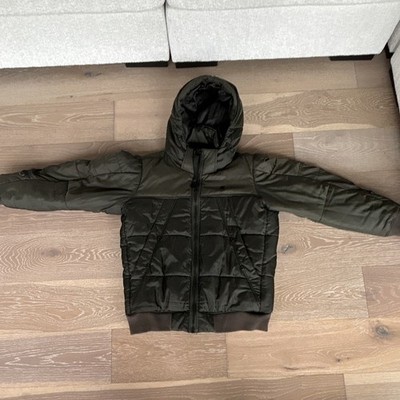 G-Star RAW Boys Hooded Green Puffer Jacket Size L Polyester Full Zip