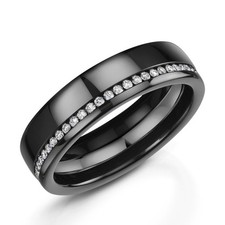 Mens Diamond Eternity Wedding Ring - 6mm, Size S - Brand New, Platinum Zedd Ring