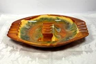 Vintage MCM Haeger Lava Drip Glazed Ashtray Orange, Yellow,Green 11.25"