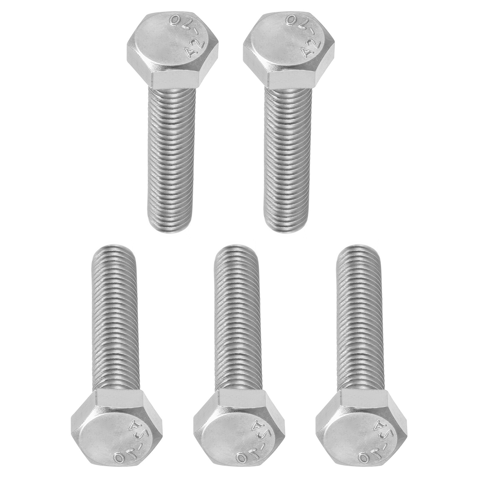 M8x35mm(DxL) 5Pack 304 Stainless Steel Hexagon Head Cap Bolts Screws