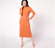 Women w/Control Finespun Jersey Midi Dress-Crisp Foliage-Petite Large  A623040
