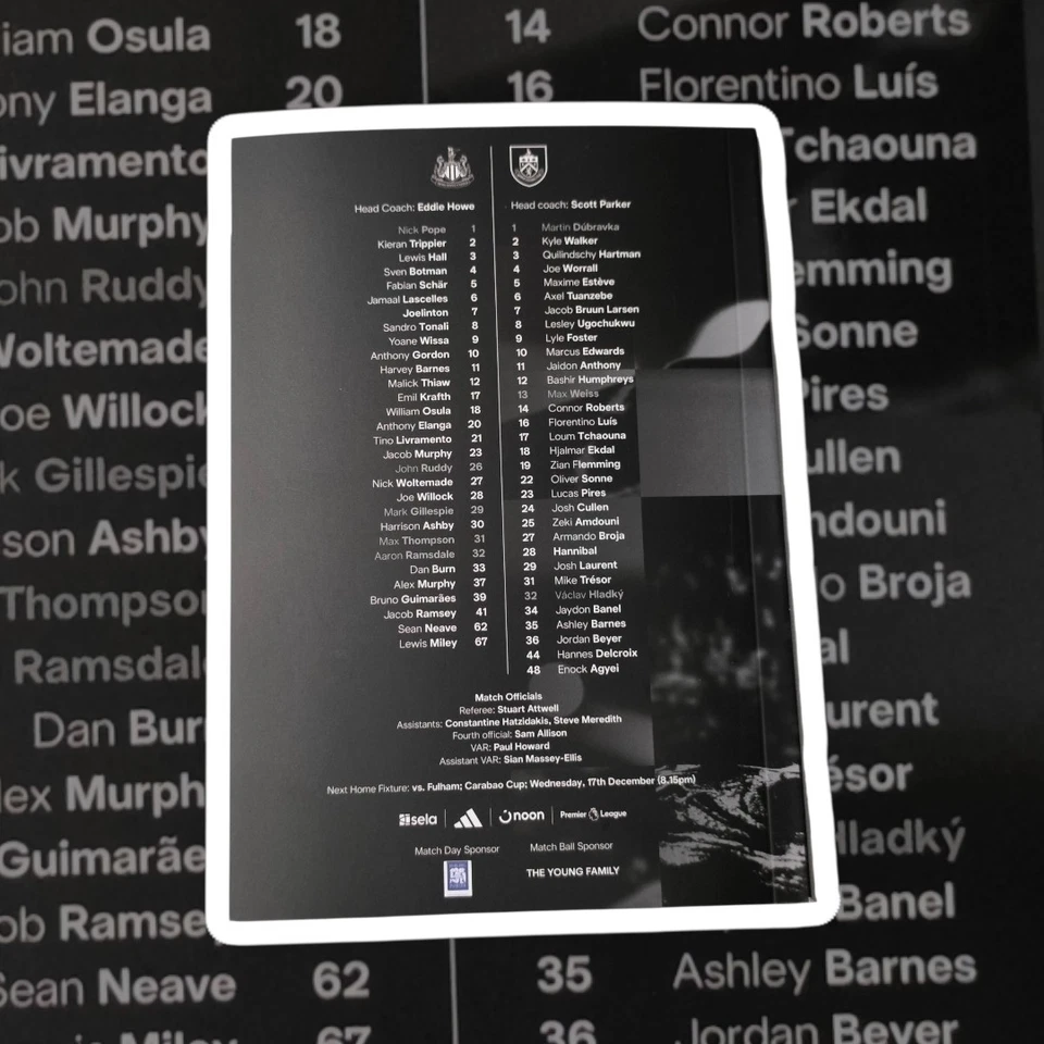 Newcastle United v Burnley 2025/26 Premier League Match Day Programme - Image 2 of 2