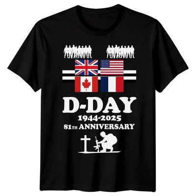 Herren 81st Annivarsary Flags D-Day T-Shirt Tee 1944 World War II Normandy #DD