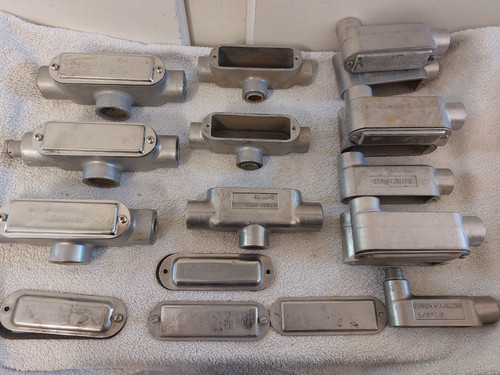 CALBRITE & GIBSON 1/2" THRU 1" STAINLESS STEEL CONDUIT BODYS-COVERS (18-PCS)