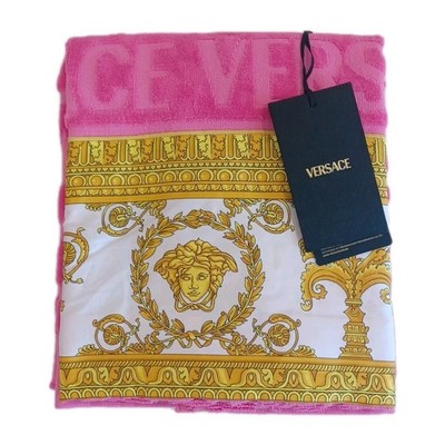 Versace Home Collection Baroque Pink & Gold Bath Towel 21x39 Brand New 