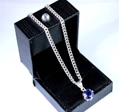 Zertifiziertes Natürliches Blauer Saphir 4,80 ct Cushion Anhänger 9x8 mm - Bild 1 von 4