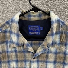 Pendleton Shirt Mens Large Long Blue Tan Board Shirt Jac Plaid Wool Jacket