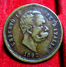 Kingdom of Italy Umberto I° 10 Marche Token 1892 Bronze 25mm