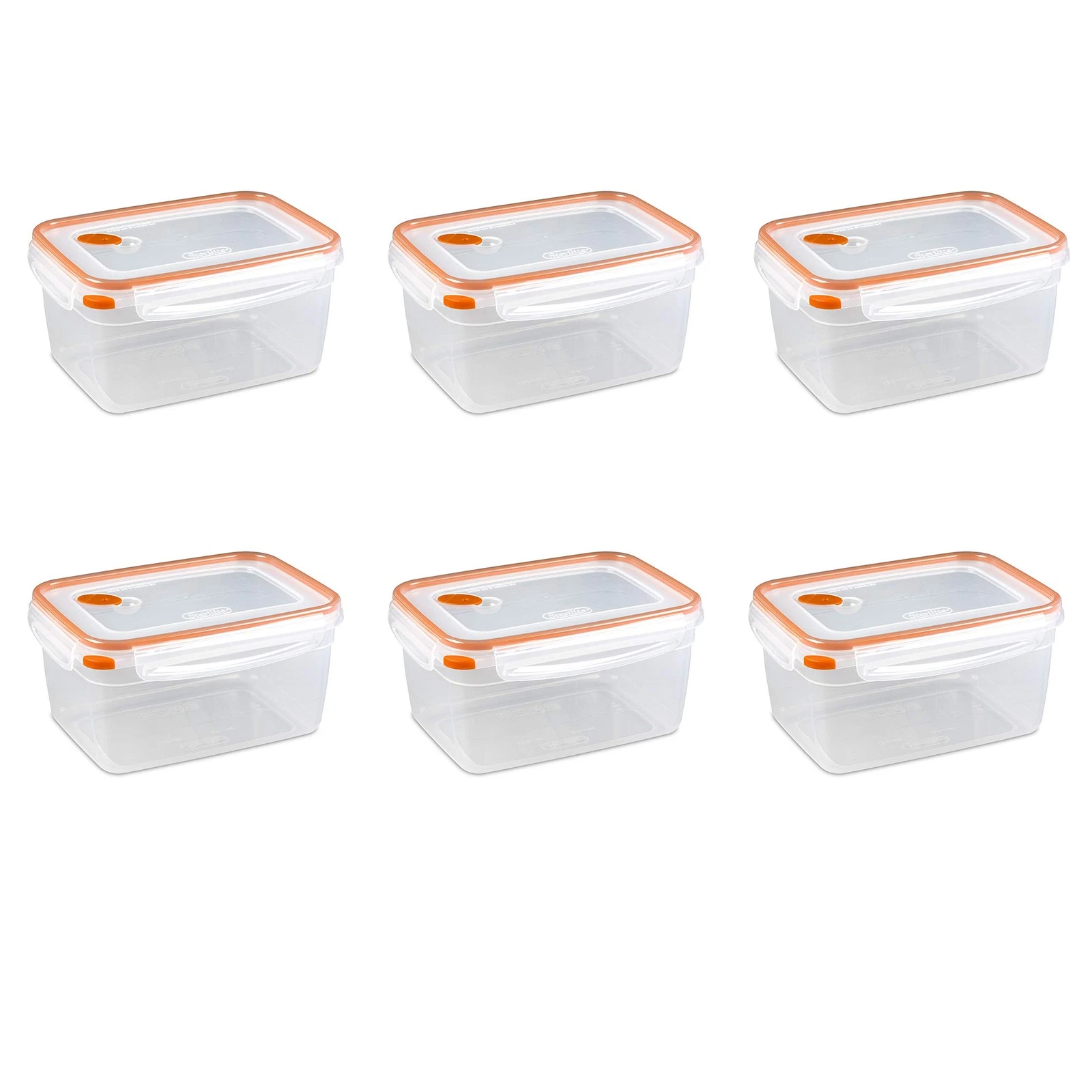 Sterilite 12 Cup Tangerine Food Storage Containers 6 Pack Airtight BPA Free