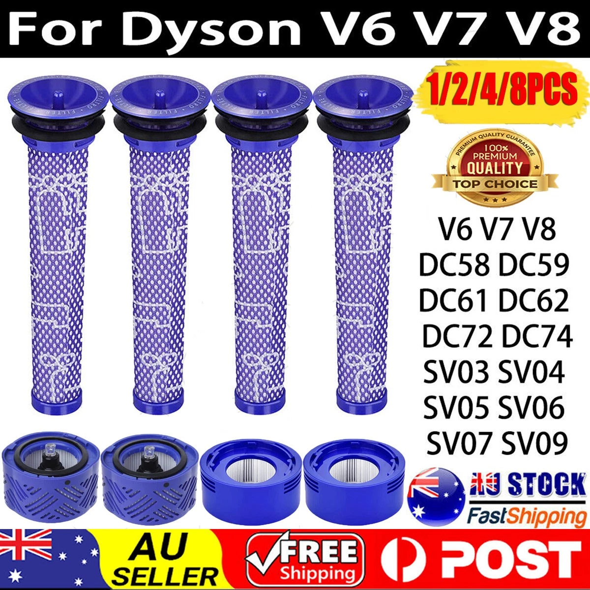 For Dyson V6 V7 V8 Filter Kit Absolute Animal Motorhead Trigger Replacement Hepa
