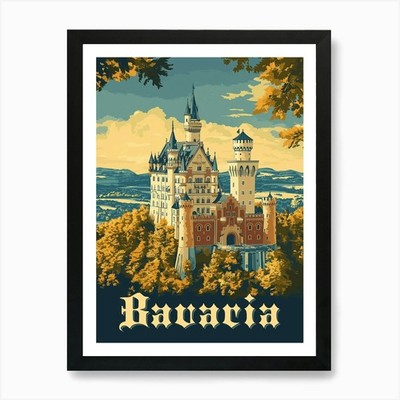 Discover Bavaria: Neuschwanstein Ca Framed Wall Art Poster Canvas Print Picture