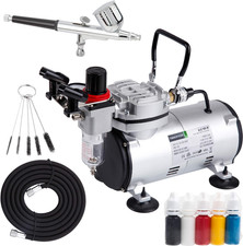 Airbrush Kit with Compressor AS18-2K Basic Start Kit with Air Hose, Cleaning Bru