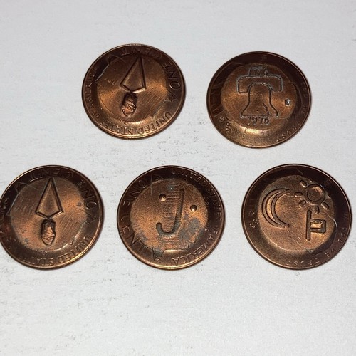 5 Freimaurer gestempelte Pennies aus den 80er Jahren Top Zustand - Bild 4 von 6