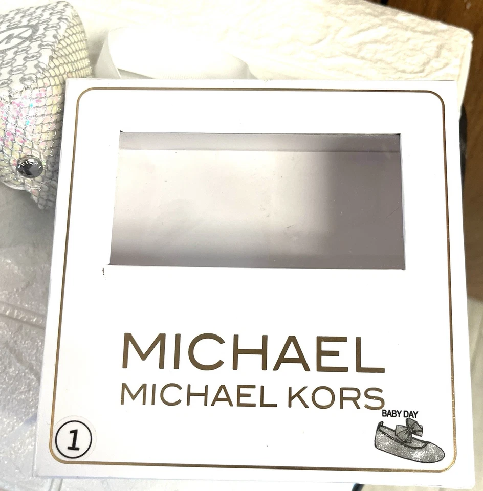Michael Kors Bebé Niña Día Bailarina Cuna-Zapatos, Blanco Talla 1 Totalmente Nuevos Con Caja Foto 2 de 4