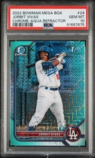 2022 BOWMAN MB CHROME AQUA REFRACTOR #24 JORBIT VIVAS 169/225 PSA 10