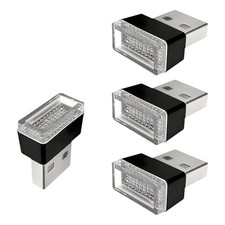 4 PCS USB LED Car Interior Atmosphere Lamp, Plug-in Auto Ambient Lighting, Blue