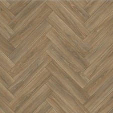 Herringbone Vinyl Flooring Medium Oak Wood Effect Felt Backed 2m 3m - Kitchen