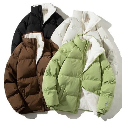 Warme dicke Herrenjacke mit Fleece innen Stehkragen fest locker Mantel