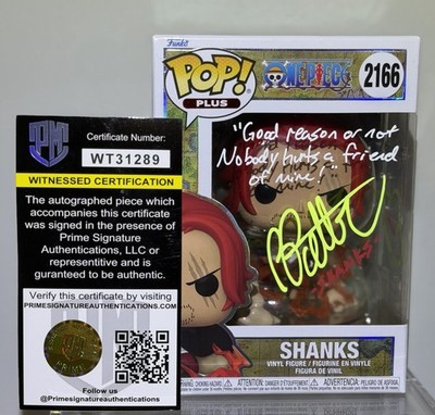 GRAIL*One Piece Anime Shanks #2166 Signed By Brandon Potter Funko