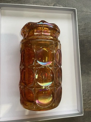 CARNIVAL GLASS ~ BROCKWITZ MOONPRINT PICKLE JAR ~