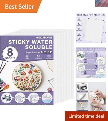 Water Soluble Stabilizer for Embroidery - Stick and Stitch Wash Away Paper 8....