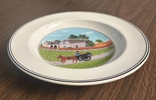 Villeroy & Boch Design Naif (Rimmed) Horse & Cart Scene Soup Bowl 8.7" Porcelain
