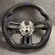 Blue Center Line Carbon Fiber Steering Wheel For Ford Mustang Gt 15-23
