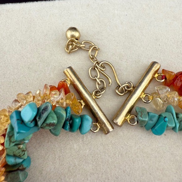 Gemstone Statement Bracelet Turquoise Carnelian C… - image 3