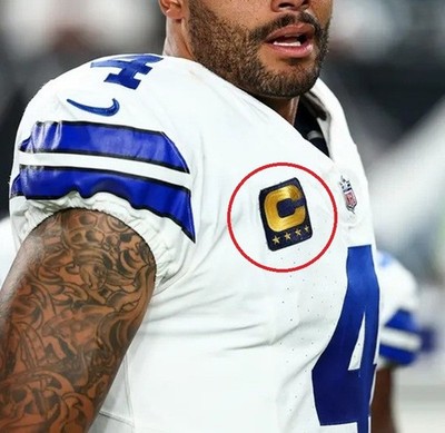 2025 DAK DALLAS PRESCOTT GOLD 4-    - Star Stick-on COWBOYS Navy CAPTAIN C-PATCH