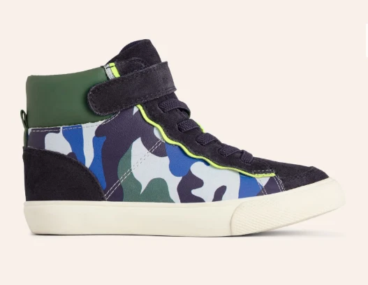 Mini Boden Niños EE. UU. 8 Cuero Prendas Altas Kingfisher Azul Camufladas Zapatos #C1735-BLU Foto 2 de 4